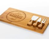 Durnes - Bambu Peynir Sunum Tahtası 4 Parça Aparatlı 39CM x 20CM x 3 cm