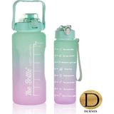 Durnes - The Bottle Motivasyonel 2li Pipetli Stickerli Su Matarası Su Şişesi Suluk 2LT+900ML Yavrulu Tritan Su Şişesi Suluk Motivasyon Set - Yeşil - 1 Çift