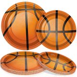 durony 60 Adet Basketbol Kağıt Tabakları Tek Kullanımlık Parti Tabakları 17,7 cm ve 22,7 cm Tatlı Yemek Tabakları Basketbol Temalı Doğum Günü Partisi Malzemeleri Dekorasyonlar