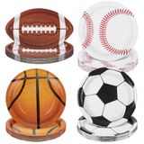 durony 96 Parça Spor Tema Doğum Günü Partisi Malzemeleri 22 cm Tek Kullanımlık Futbol Şekilli Tabaklar Beyzbol Tabakları Basketbol Tabakları Futbol Yemek Takımları Spor Topu Tema Parti Oyun Günü
