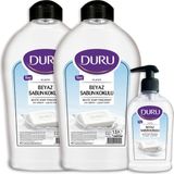 Duru Beyaz Sabun Aromalı Sıvı Sabun - Cilt Dostu Formül, 1,5+1,5+300 ml