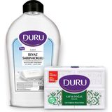 Duru Beyaz Sabun Kokulu 1,5 Litre ve Duru Saf Doğal Klasik 4X150 gr - Şeffaf