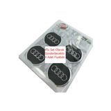 DURU DORUK Audi Jant Göbeği 60mm Alüminyum Çerçeveli Yapıştırma Siyah 4'lü