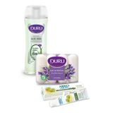 Duru Güzellik Sabunu Lavanta 280gr, Duş Jeli Aloe Vera 450ml, Arko Nem Zeytinyağlı Krem 20cc Seti