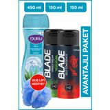 Duru Moods Deniz Mineralleri Duş Jeli 450 Ml+Blade Green Dream & Self Confidince Erkek Deo 2X150 ml