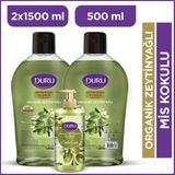 Duru Organik Zeytinyağlı Zeytin Çiçeği Sıvı Sabun 1,5 Lt +1,5 Lt +500 Ml Zeytinyağı Kokusuyla Tüm Ciltler İçin