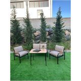 Duru Pofuduk Bahçe Takımı - Balkon,cafe,teras Mobilyası - Metal Kanepe - Oturma Grubu - 2 1 1 Masalı - Dikdörtgen - 4Lü