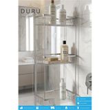 DURUBANYOCONCEPT PRİNÇ DİKDÖRTGEN KROM KAPLAMA BANYO RAFI ŞAMPUANLIK ÜÇ KATLI