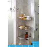 DURUBANYOCONCEPT PRİNÇ KROM KAPLAMA BANYO KÖŞE RAFI ŞAMPUANLIK ÜÇ KATLI