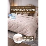 DuruClass Home Tek Kişilik Yazlık Desenli Yorgan Premium 155X215CM Polycotton Nefes Alan Doku I 200GSM Terletmez - 155 x 215 cm - Fuşya - Gülkurusu