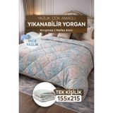 DuruClass Home Tek Kişilik Yazlık Desenli Yorgan Premium 155X215CM Polycotton Nefes Alan Doku I 200GSM Terletmez - 155 x 215 cm - Turkuaz - Beyaz - Açık Pembe