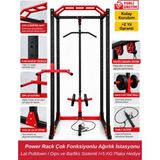 DURUH SPOR Power Rack Çok Fonksiyonlu Ağırlık Istasyonu | Lat Pulldown, Dips ve Çoklu Barfiks Sistemi | Kablo-Makara Sistemi | +5 kg Plaka Hediyeli