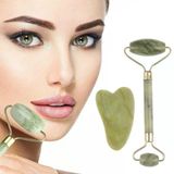 Durukar® Çift Taraflı 2Li Cilt Yüz Masaj Aleti Jade Roller Yeşim Taşı Seti