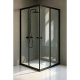 Durul 105x105 cm Kare Siyah Profil Şeffaf Cam Duşakabin