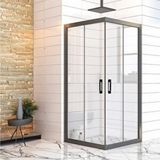 Durul 70x115 cm Kare Siyah Profil Şeffaf Cam 5 mm H:190 Duşakabin