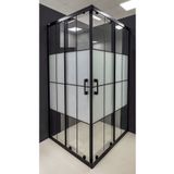 Durul 80X120 cm Dikdörtgen 5 mm Orta Buzlu Siyah Çizgi Yükseklik 190 CM Duşakabin