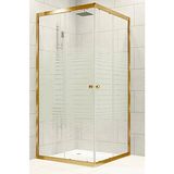 Durul 90x135 cm Altın Profil 5 mm Çizgili Cam Duş Teknesiz Duşakabin