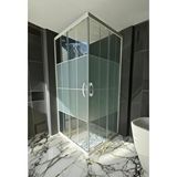 Durul 90x90 cm Kare Beyaz Çizgi Ortası Buzlu 5 mm Yükseklik 190 cm Duşakabin