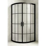 Durul 90x90 cm Oval Siyah Çizgi Komple Buzlu Cam Duşakabin