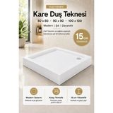 Durul Akrilik Kare Duş Teknesi 90x90 cm 15 cm Yükseklik Modern Tasarım ve Kolay Temizlik