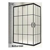 Durul Dikdörtgen 5 mm Komple Buzlu Siyah Karolaj Yükseklik 190 cm 100x120 cm Duşakabin