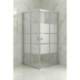 Durul Duşakabin Kare Box Desen Temperli Cam Krom Profil - 90 x 120 cm