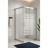 Durul Duşakabin Kare Trio Desen 5mm Temperli Cam Yükseklik 190 cm Krom Profil - 90x110