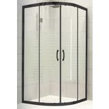 Durul Duşakabin Oval Siyah 5mm Çizgili Yükseklik 190 cm - 100X100 cm