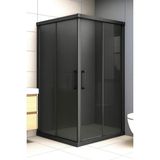 Durul Füme Temper Cam Elegant Seri Kare Siyah Profil 105x105 cm Duşakabin
