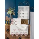 Durul Kadife Lüks Nakışlı Gipürlü Çeyizlik 30 x 50 Mutfak Havlusu 6'lı Paket - 30 x 50 cm - Beyaz