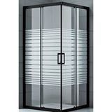 Durul Kare 5 MM Komple Buzlu Siyah Çizgi 70x75 CM Duşakabin