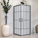 Durul Kare 90x90 cm 5 mm Komple Buzlu Siyah Çizgi Duşakabin