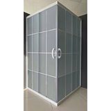 Durul Kare Beyaz Çizgi Komple Buzlu Cam 5 MM Yükseklik 190 CM 80x110 CM Duşakabin