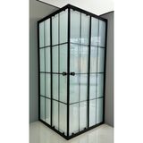 Durul Kare Komple Buzlu Siyah Çizgi 95x120 cm Duşakabin