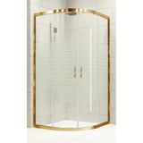 Durul Oval Altın Profil Çizgili 5 mm Cam Yükseklik 190 cm 90x90 cm Duşakabin