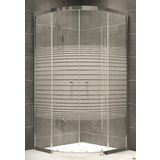 Durul Oval Parlak Profil Çizgili 5 mm Cam Yükseklik 190 cm 100x100 cm Duşakabin