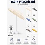 Durul Plaj Şemsiyesi Balkon Bahçe Güneş Şemsiyesi 200CM Bidon Dahil 10 Telli Uv Korumalı - Sarı