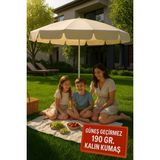 Durul Şemsiye Plaj, Güneş ve Balkon Şemsiyesi Krem Renk Kalın Kumaş 10 Telli 200 cm Genişlik