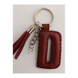 Durush Collection Bordo Gerçek Deri El Dikişi "D" Harfi Anahtarlık