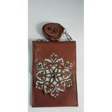 Durush Collection Çapraz Omuz Çantası, Taba Rengi, Işlemeli, Gerçek Deri, El Işi (Hand Made)