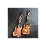 Durush Collection Gerçek Deri Kahverengi Gitar Anahtarlık (HAND MADE) Tek Ebat