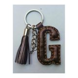 Durush Collection Gerçek Deri Metalik Bakır Rengi "G" Harfi Anahtarlık