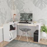 Durusilya Mobilya L Çalışma Masası 145CM Bilgisayar Masası Dolaplı Kitaplıklı - 145*50 - Beyaz