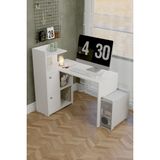 Durusilya Mobilya L Çalışma Masası Kitaplıklı Dolaplı Beyaz - 110 x 50