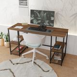 Durusilya Mobilya Metal Çalışma Bilgisayar Ofis Masası Kitaplıklı 140X50 cm - 140 x 50 - Siyah - Ceviz