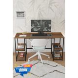 Durusilya Mobilya Metal Çalışma Bilgisayar Ofis Masası Kitaplıklı 140x50 Cm , One Size Ceviz Metal