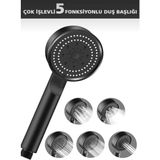 Duş Başlığı 5 Fonksiyonlu Yüksek Basınçlı Ayarlanabilir Ergonomik Hafif Siyah