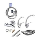 Duş Başlığı Banyo Mix Kuğu Lavabo Mix Mutfak Eviye Musluğu Batarya 4 lü Set E11191