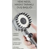 Duş Başlığı Masajlı Filtreli Stop Tuşlu 3 Fonksiyonlu