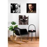 Düş Duvarı 3 Parça Atatürk Fotoğrafları MDF Duvar Tablosu